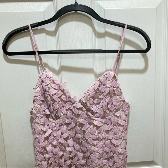 BARDOT Flora Lace Overlay Midi Dress Pink Size 4 - Picture 5 of 8